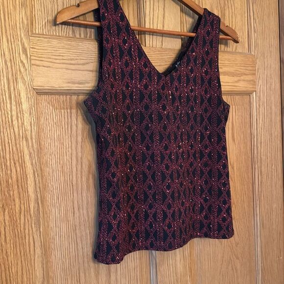 JUMP APPAREL Vintage 90s Black & Red Sparkle Tank Top - Picture 9 of 10